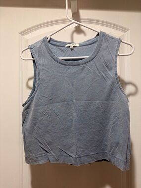 Z SUPPLY sloane jersey denim muscle tank top in washed indigo